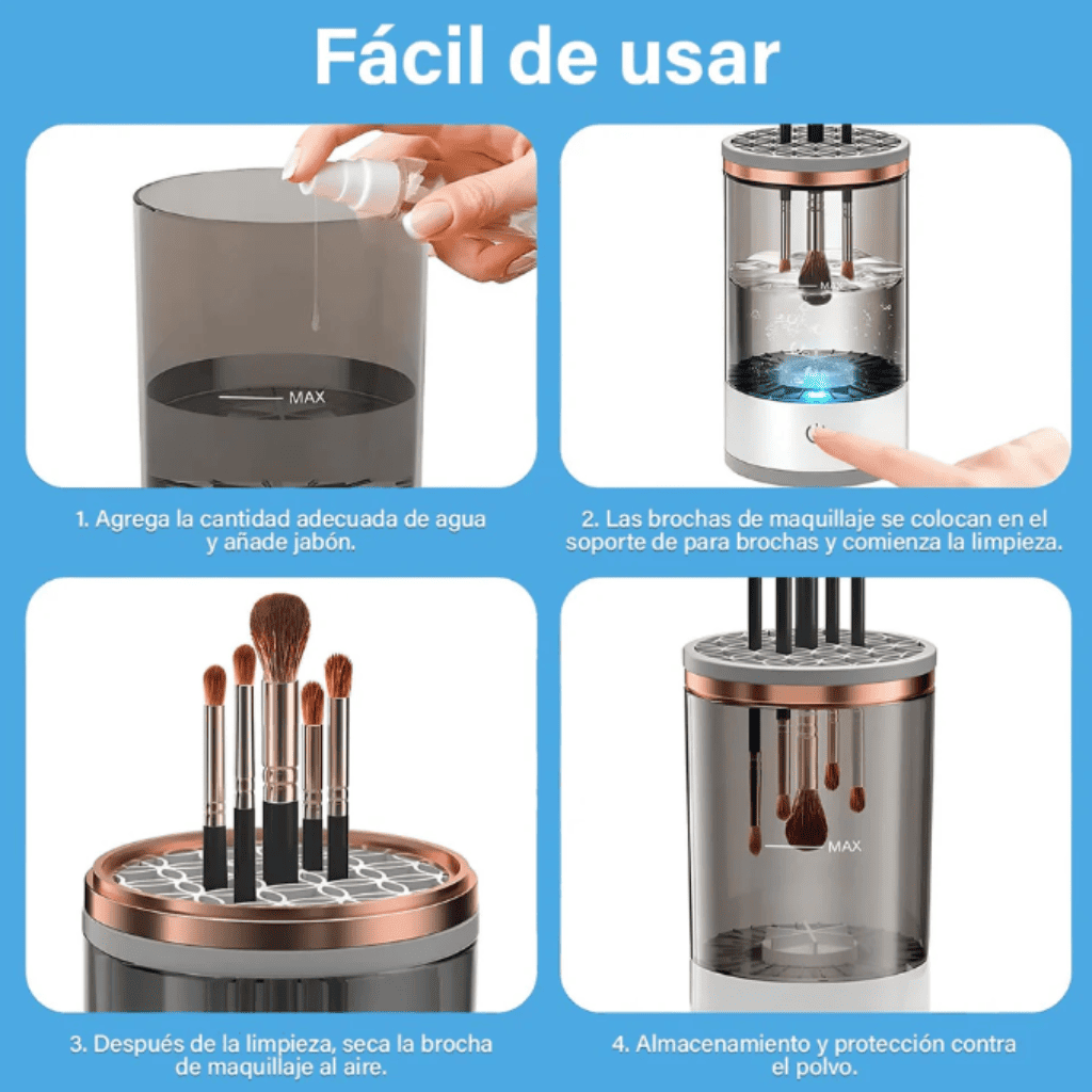 Limpiador de Brochas Eléctrico Recargable, Portátil